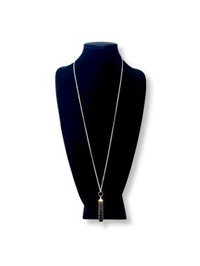LANE BRYANT Long Black Pyramid Stick Gold-tone Pendant Necklace | NWT